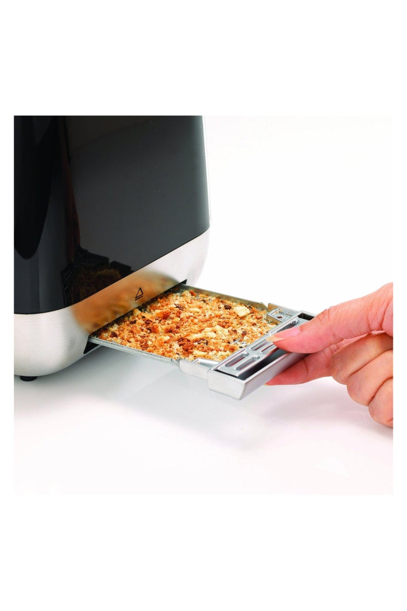 مورفي ريتشاردز توستر بشريحتين – 1000 واط، تحكم إلكتروني في درجة التحميص، وظائف إذابة الجليد/إعادة تسخين/إلغاء، ذراع رفع عالي، صينية فتات قابلة للإزالة – سوداء مع لمسات الكروم - Image 3