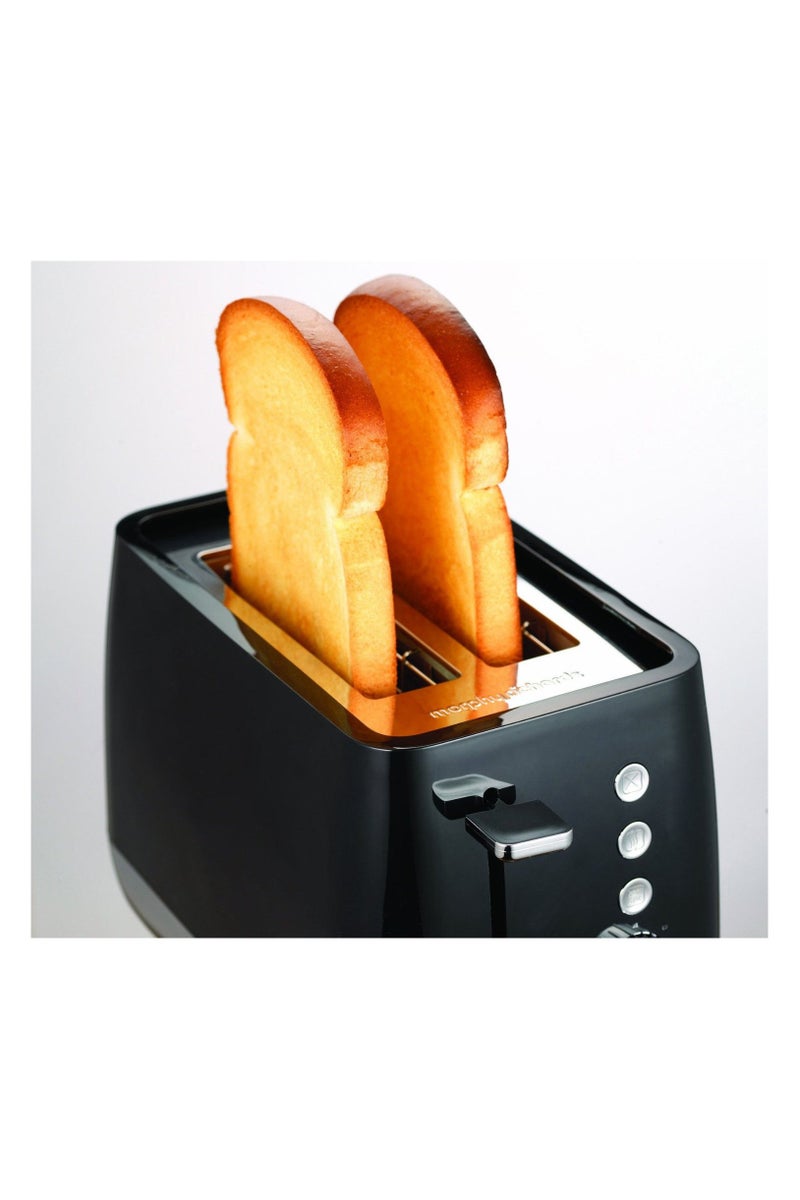 مورفي ريتشاردز توستر بشريحتين – 1000 واط، تحكم إلكتروني في درجة التحميص، وظائف إذابة الجليد/إعادة تسخين/إلغاء، ذراع رفع عالي، صينية فتات قابلة للإزالة – سوداء مع لمسات الكروم - Image 4