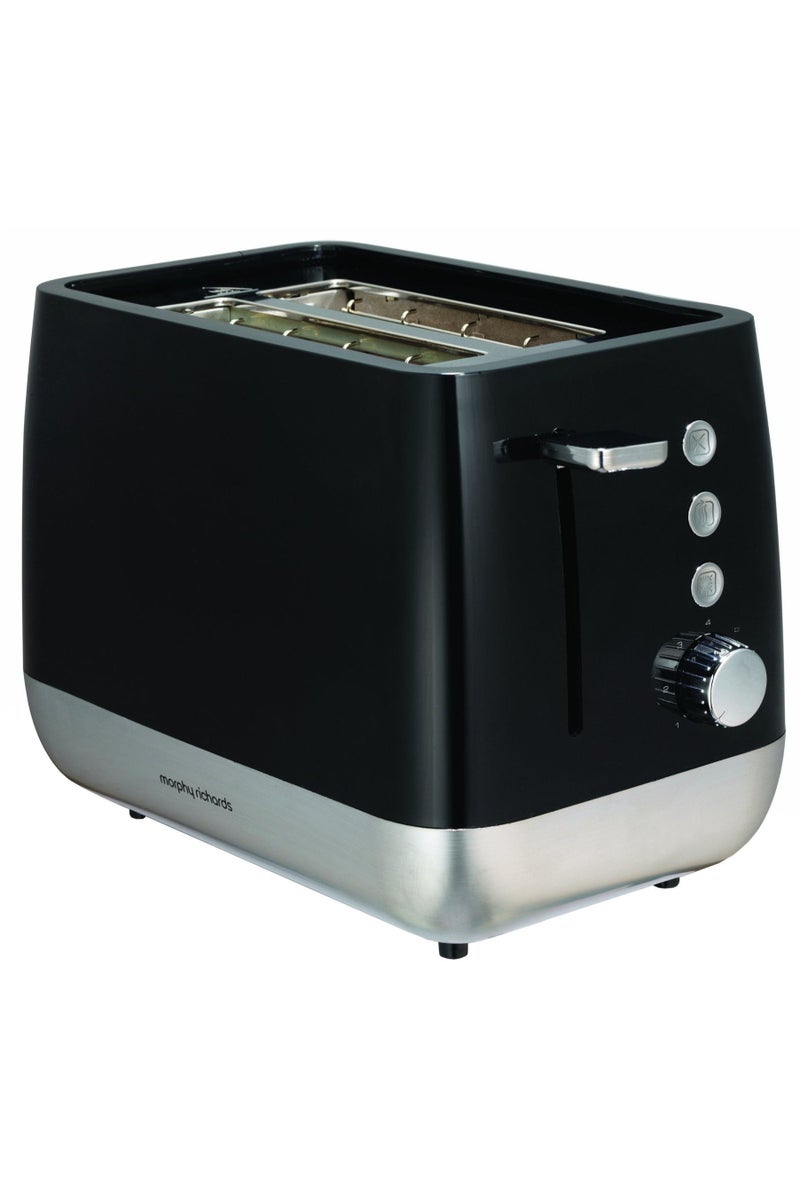 مورفي ريتشاردز توستر بشريحتين – 1000 واط، تحكم إلكتروني في درجة التحميص، وظائف إذابة الجليد/إعادة تسخين/إلغاء، ذراع رفع عالي، صينية فتات قابلة للإزالة – سوداء مع لمسات الكروم - Image 1