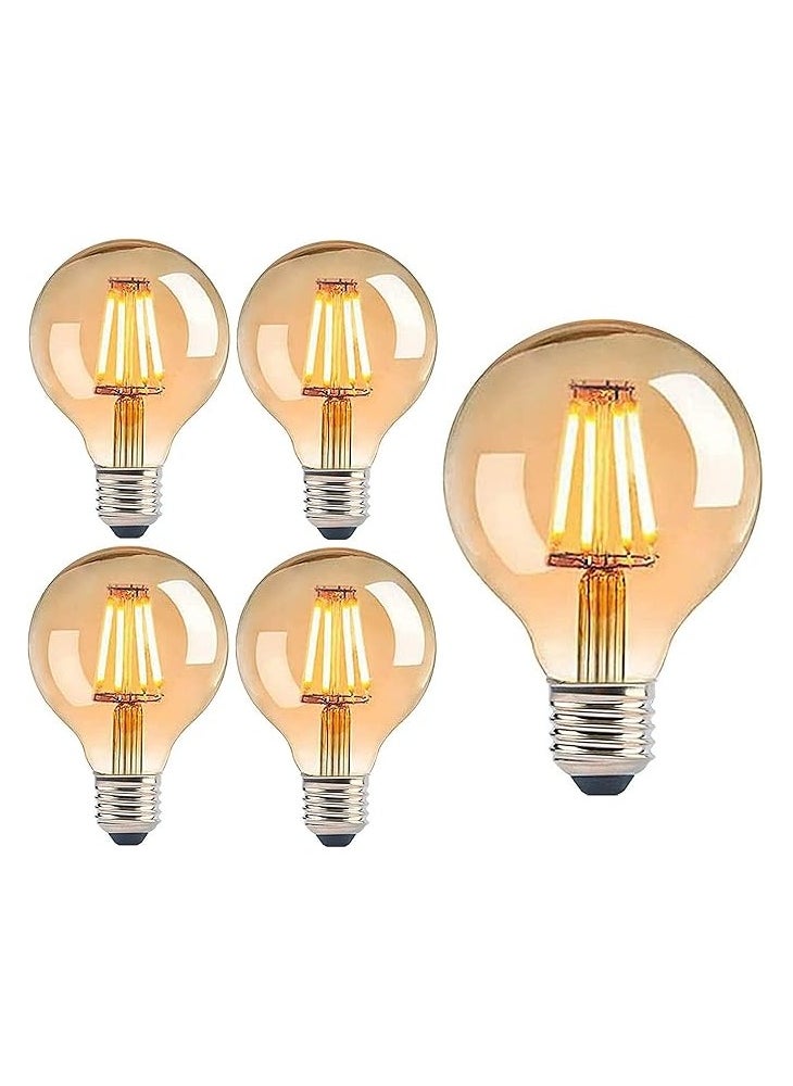 ماركة غير محددة حزمة من 3 مصابيح LED E27 3 مستويات عكس الضوء باللون الأبيض الدافئ والذهبي 2500 كلفن 4 واط 400 لومن G80 لمبة إديسون الخيطية لمبات العنبر العالمية العتيقة الإضاءة الخلفية 