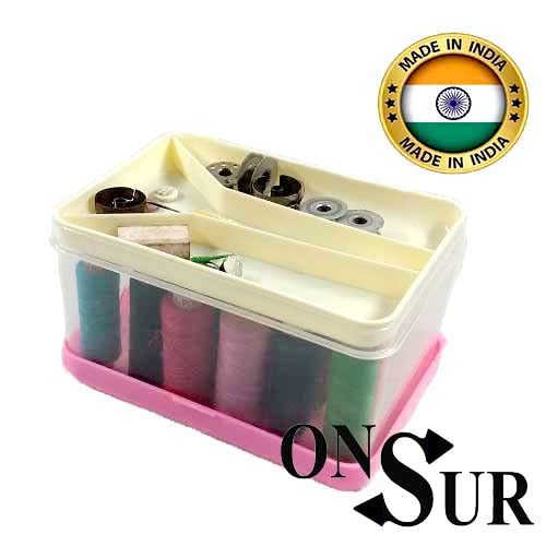 ONSUR ONSUR Plastic Mini Tailoring Accessories Sewing Kit Box for Storage Scissor Pin Buttons Needles Reels Up to 24 Best in Home Stitching Item Storage 1pc Empty Box Assorted  - Image 3