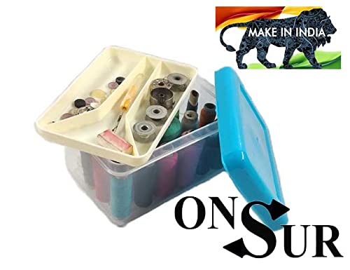 ONSUR ONSUR Plastic Mini Tailoring Accessories Sewing Kit Box for Storage Scissor Pin Buttons Needles Reels Up to 24 Best in Home Stitching Item Storage 1pc Empty Box Assorted  - Image 2