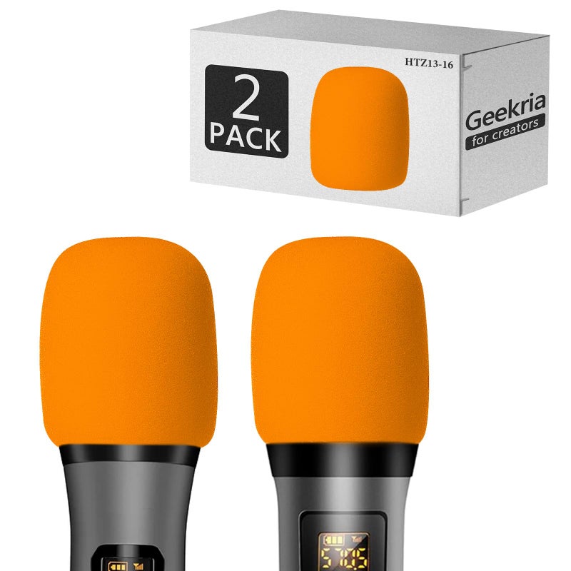 Geekria for Creators Foam Windscreen for 16 Diameter Microphones Antipop Windshield Mic Wind Cover Sponge Foam Filter Compatible with Bietrun WXM09 WXM21 Orange 2 Pack - Image 2