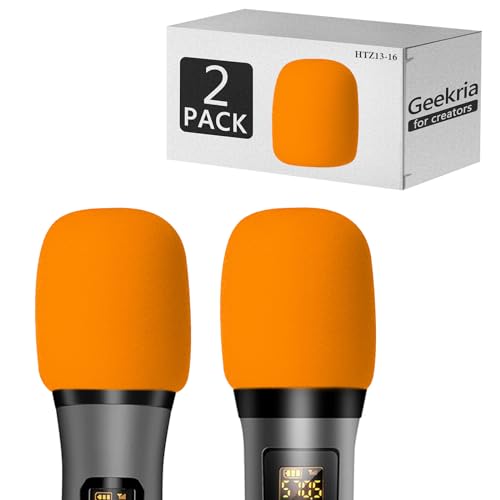 Geekria for Creators Foam Windscreen for 16 Diameter Microphones Antipop Windshield Mic Wind Cover Sponge Foam Filter Compatible with Bietrun WXM09 WXM21 Orange 2 Pack - Image 1