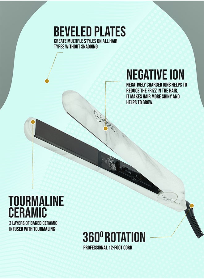 Couture Hair Pro Ceramic Hair Straightener, Premium Quality Hair Tools- Fast Heat Up And Long Lasting -Marble  - Image 2