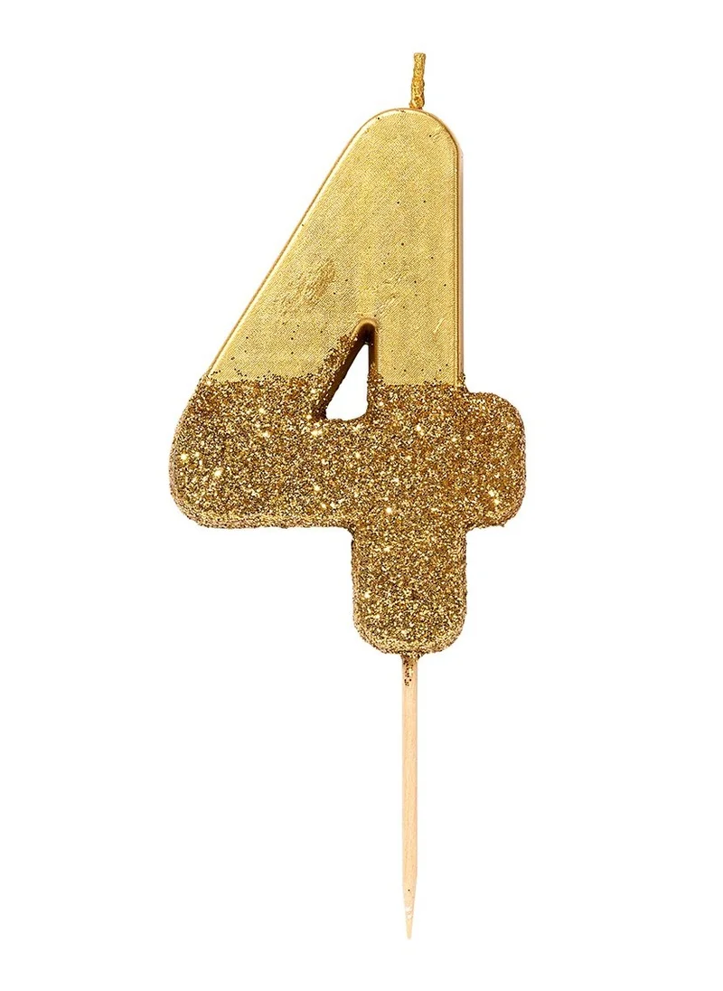 Talking Tables Talking Tables 4 Number Birthday Candles, Candle for Cake Decoration, Candle for Birthday Cake Topper, Anniversary Cake Number Candle. Candle stick for special occasions such as birthdays and Anniversaries (4 Number Candle, Gold Glitter Dipped Candle)