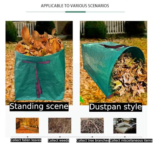 RISETEX 72 Gallon Garden Bags for Debris,2-Pack Yard Waste Bags,Large Dustpan-Type Lawn Bags with Gardening Gloves, Leaf Bags for Yard Debris,Grass Clippings,Collapsible Trash Can for Parties,Laundry,Camping - Image 2