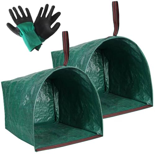 RISETEX 72 Gallon Garden Bags for Debris,2-Pack Yard Waste Bags,Large Dustpan-Type Lawn Bags with Gardening Gloves, Leaf Bags for Yard Debris,Grass Clippings,Collapsible Trash Can for Parties,Laundry,Camping - Image 1