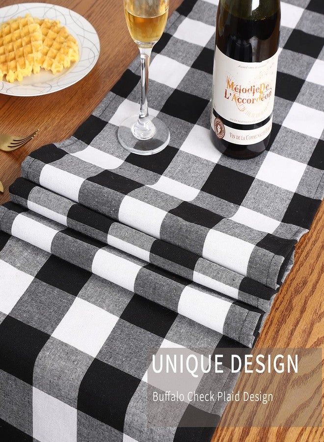 Tosewever Buffalo Check Plaid Table Runner, Cotton Polyester Blend Classic Family Dinner Table Runners for Indoor Outdoor Parties, Christmas Events Home Decoration (Black and White, 14 x 72 Inch) - Image 5
