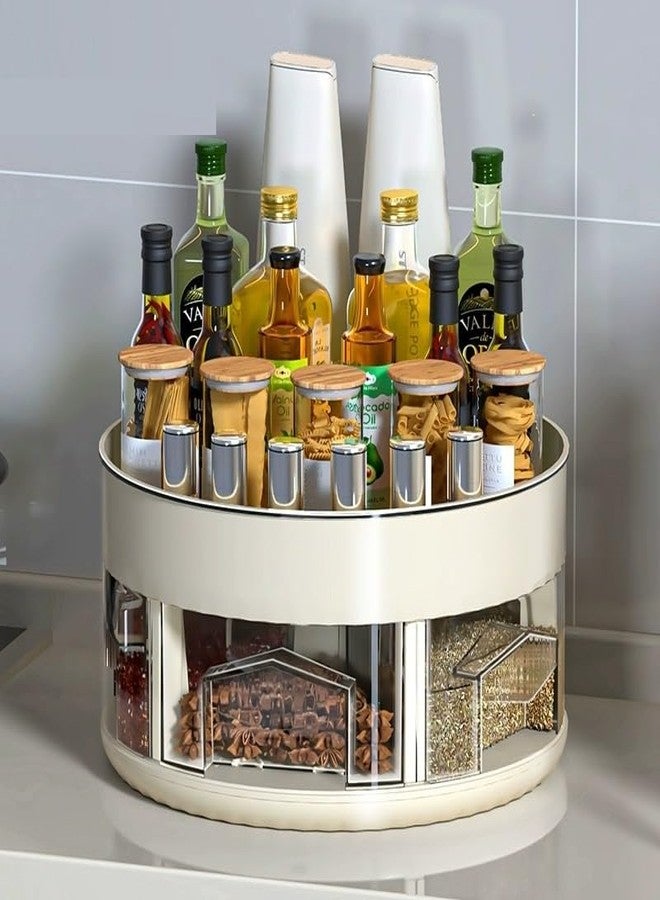 KRLZ Kitchen Shelves Spice Box Multi-Grid Spice Storage Table Rotating Spice Rack Salt Soya Sauce Vinegar Bottle Rack Simple - Image 2