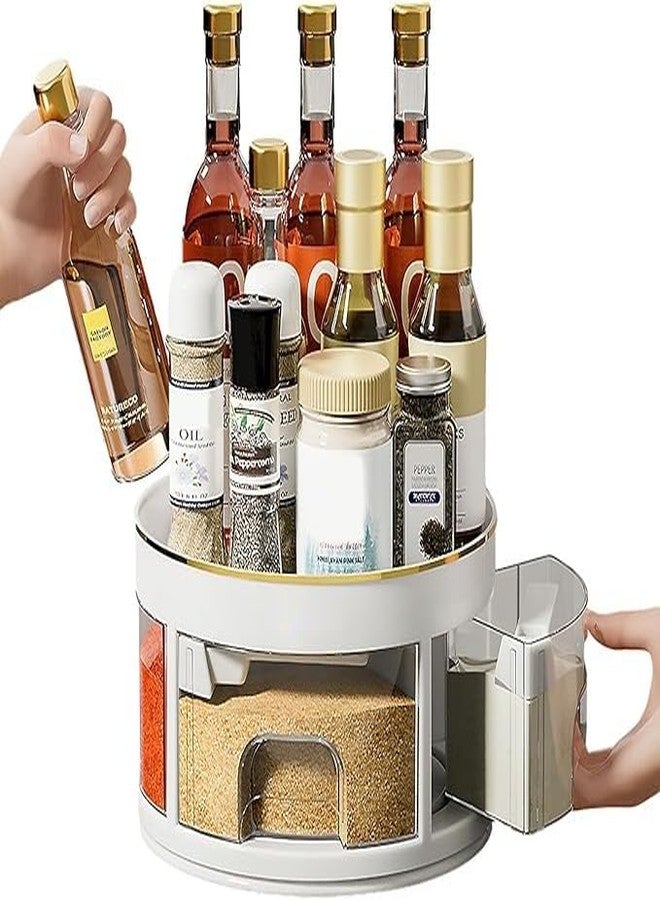 KRLZ Kitchen Shelves Spice Box Multi-Grid Spice Storage Table Rotating Spice Rack Salt Soya Sauce Vinegar Bottle Rack Simple - Image 4