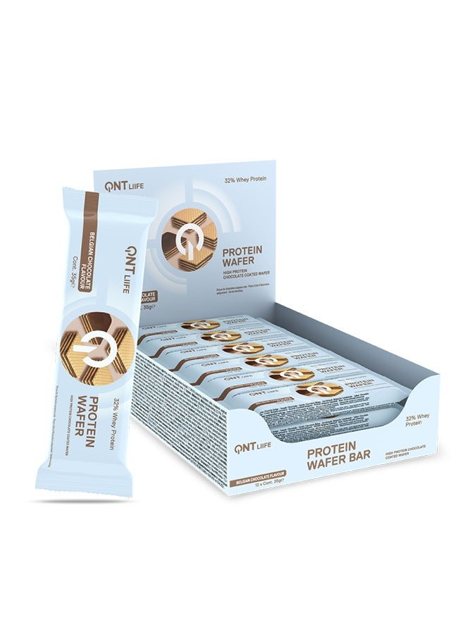 QNT PROTEIN WAFER | 12 x 35g | 32% Pure Whey Protein | Belgian Chocolate, Low Sugar Snack - Image 2