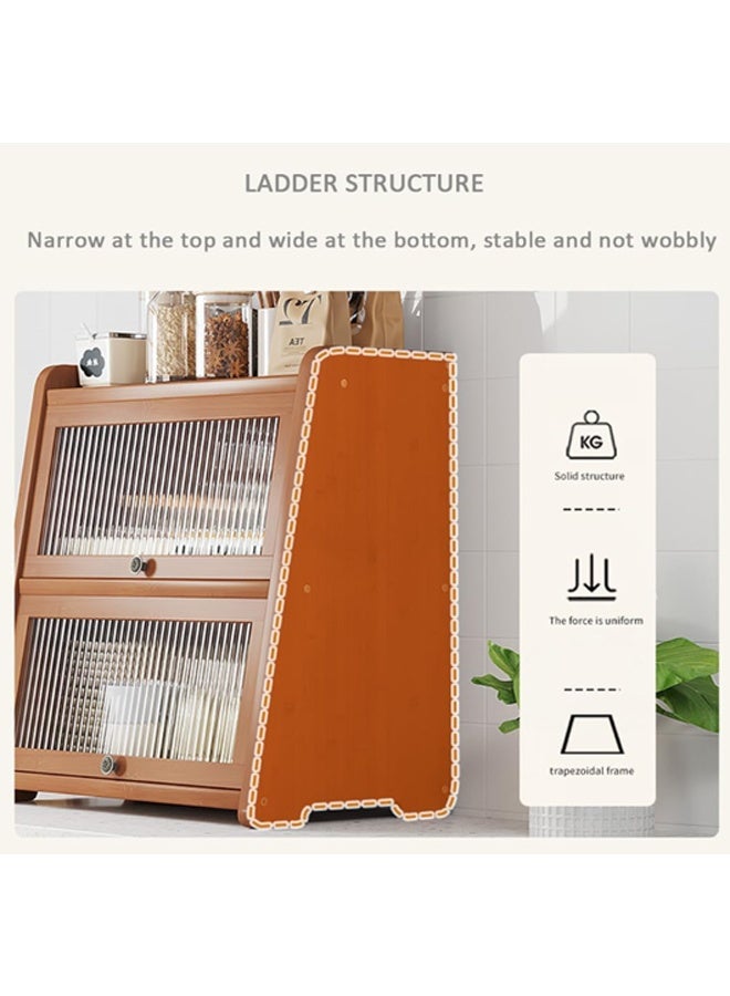 KLNAMAEAAN Kitchen Multi-Layer Storage Rack Corner Household multi-functional Dustproof Wood Brown 50*31*50cm - Image 2