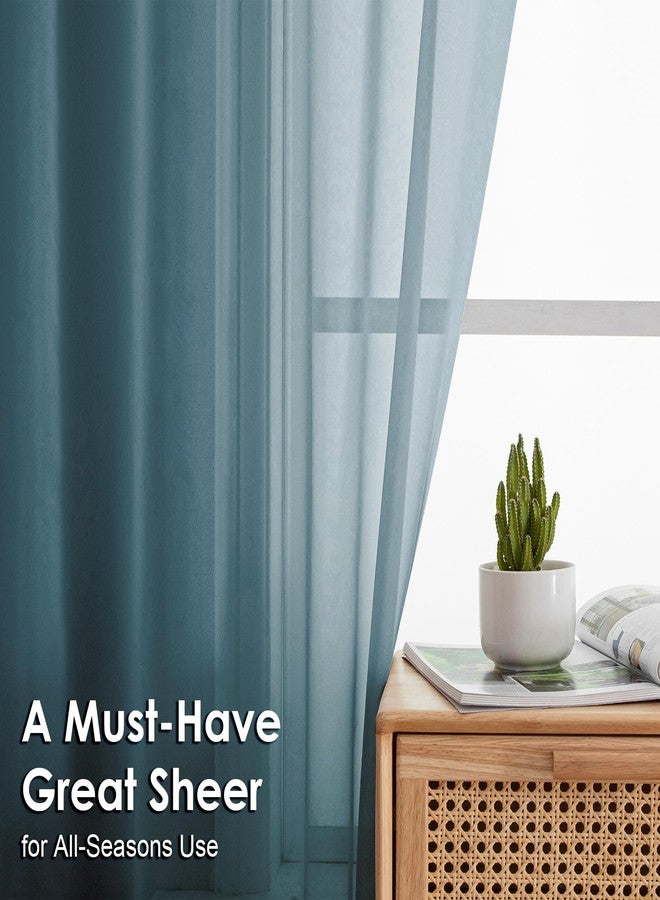 OVZME 2 Pieces Dusty Blue Sheer Curtains 84 inches Long-Lightweight Soft Window Treatment Panels for Master Room/Living Room, 2 Panels=84" W, Each W42 x L84 - Image 3