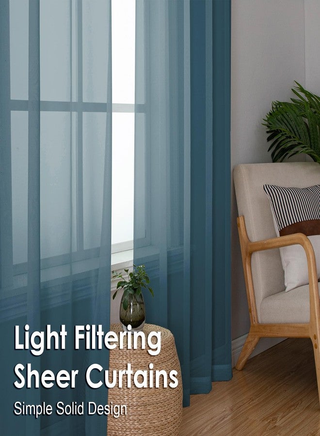 OVZME 2 Pieces Dusty Blue Sheer Curtains 84 inches Long-Lightweight Soft Window Treatment Panels for Master Room/Living Room, 2 Panels=84" W, Each W42 x L84 - Image 5