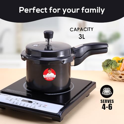 Wonderchef Taurus Hard Anodized Outer Lid Pressure cooker, 3 liter, Cool Touch Handles for Durability, Induction Friendly, Black, 5 year warranty, ISI Certified - Image 5