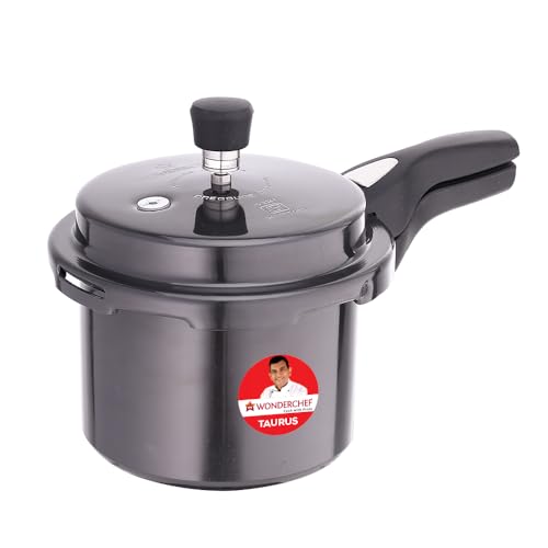 Wonderchef Taurus Hard Anodized Outer Lid Pressure cooker, 3 liter, Cool Touch Handles for Durability, Induction Friendly, Black, 5 year warranty, ISI Certified - Image 1