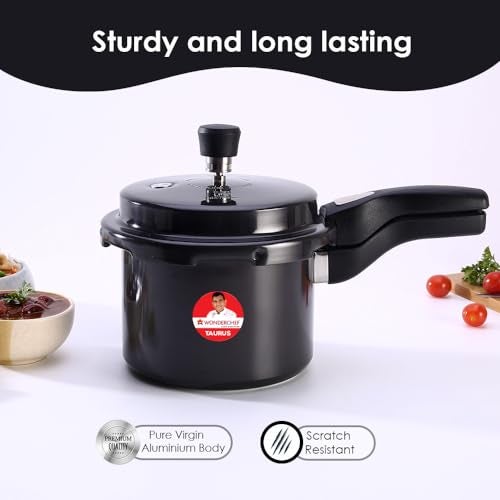 Wonderchef Taurus Hard Anodized Outer Lid Pressure cooker, 3 liter, Cool Touch Handles for Durability, Induction Friendly, Black, 5 year warranty, ISI Certified - Image 3
