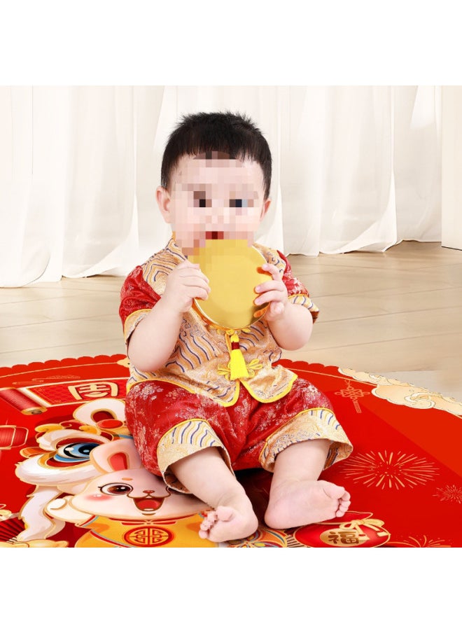 One-year-old Suit Boy And Girl Lottery Background Decoration Decorative Props Round Carpet-Color:[free Wine-sealed Stickers] Smart Rabbit Carpet + 18 Pieces  - Image 5