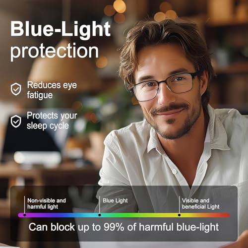 JOLISU 5PCS Reading Glasses Men - Blue Light Blocking Metal Frame for Mens/Women - Durable Readers Fit Read（2.50） - Image 4
