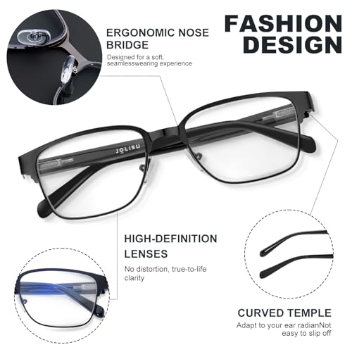 JOLISU 5PCS Reading Glasses Men - Blue Light Blocking Metal Frame for Mens/Women - Durable Readers Fit Read（2.50） - Image 5
