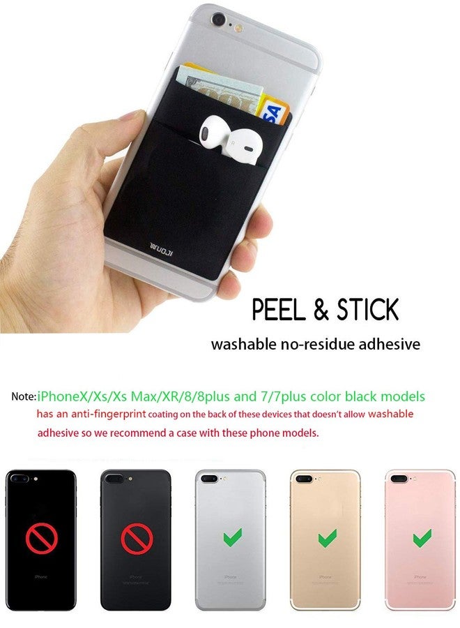 WUOJI RFID Blocking Phone Card Wallet - Double Secure Pocket - Ultra-Slim Self Adhesive Credit Card Holder Card Sleeves Phone Wallet Sticker All Smartphones(Black)-2PC - Image 5