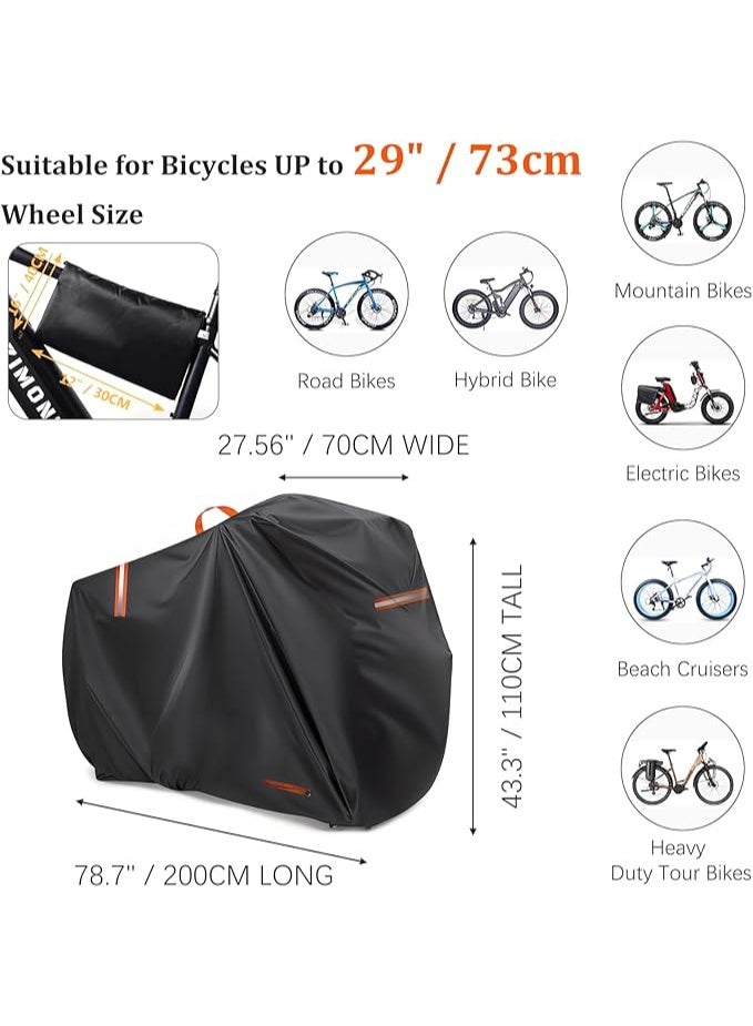 Bike Cover Waterproof Outdoor Bicycle Covers with Lock Holes & 3 Buckles 420D Heavy Duty Ripstop Material Anti UV Snow Wind Proof for Mountain Road City Electric Bikes - Image 2