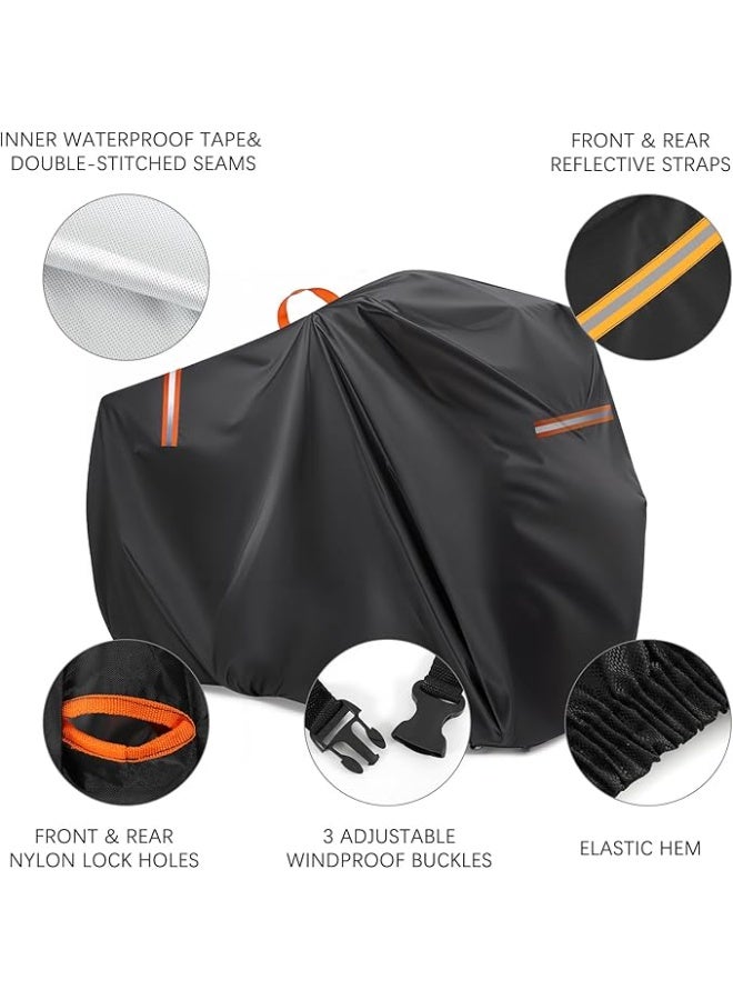 Bike Cover Waterproof Outdoor Bicycle Covers with Lock Holes & 3 Buckles 420D Heavy Duty Ripstop Material Anti UV Snow Wind Proof for Mountain Road City Electric Bikes - Image 3