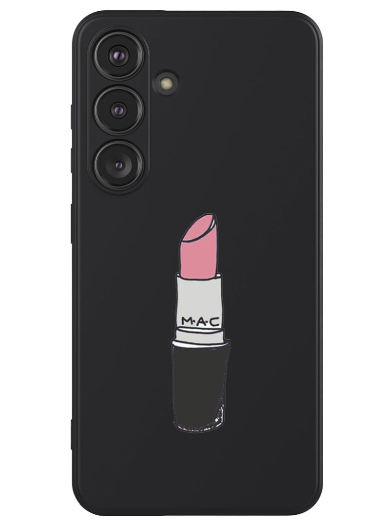 Theodor Protective Slim Fit Case Liquid Silicone Cover with Full Body Protection Anti-Scratch Shockproof Case For Samsung Galaxy S24 (Black) - Lipstick - Image 1
