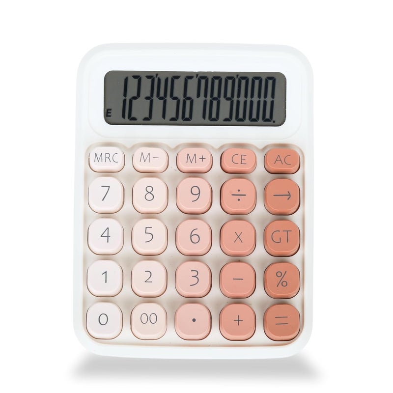RATAVA Colorful Candy Basic Calculator | 12-Digit Large LCD Display with Sugar Cube Buttons | Cute & Functional for Office, School, Home & Business | Color - Pink | (1 Pc) - Image 1