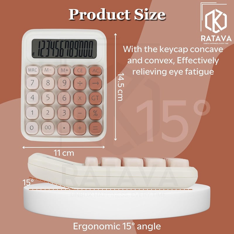 RATAVA Colorful Candy Basic Calculator | 12-Digit Large LCD Display with Sugar Cube Buttons | Cute & Functional for Office, School, Home & Business | Color - Pink | (1 Pc) - Image 2