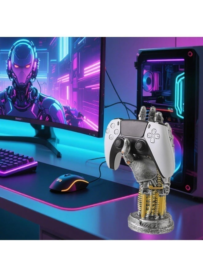 حامل وحدة تحكم روبوتية بتصميم سايبربانك - حامل لوحدة تحكم PS5 وسماعات الرأس، منظم لمكتب الألعاب - Image 4
