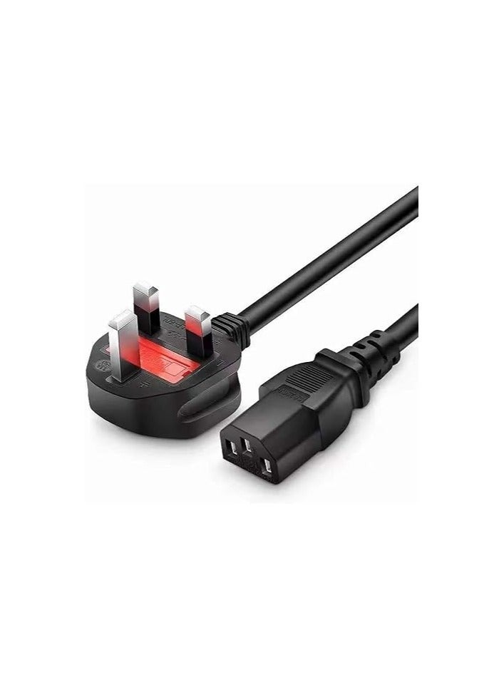 Haing كابل طاقة 3 دبابيس لجهاز الكمبيوتر - طول 1.8 متر | متوافق مع الكمبيوتر المكتبي، الشاشة، الطابعة، UPS | 250 فولت 10 أمبير مزود بصمامات | مثالي للاستخدام في المنزل، المكتب، السفر - Image 1