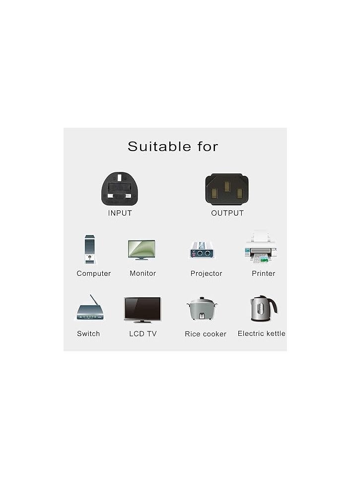 Haing كابل طاقة 3 دبابيس لجهاز الكمبيوتر - طول 1.8 متر | متوافق مع الكمبيوتر المكتبي، الشاشة، الطابعة، UPS | 250 فولت 10 أمبير مزود بصمامات | مثالي للاستخدام في المنزل، المكتب، السفر - Image 3