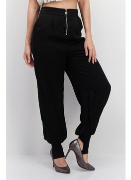 Couture Made For Vero Moda Women Plain Zipper Closure Pants, Black  - Image 1