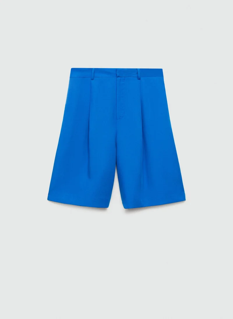 MANGO Lyocell Pleated Bermuda Shorts