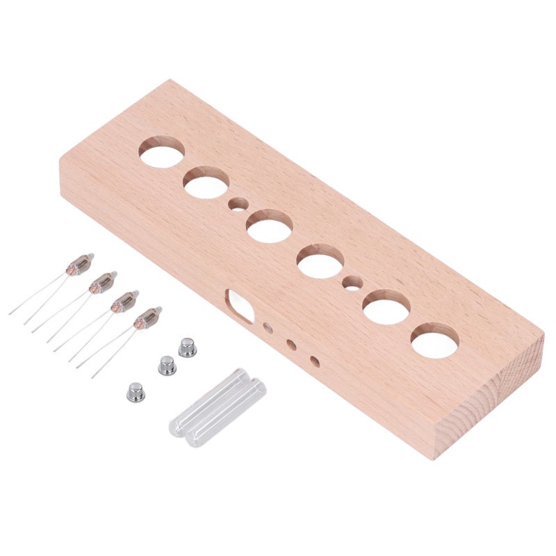 DIY Glow Tube Clock Kit 4 Lamps Beech Wood Enclosure IN14 Tube Clock Replacement Set - Image 2