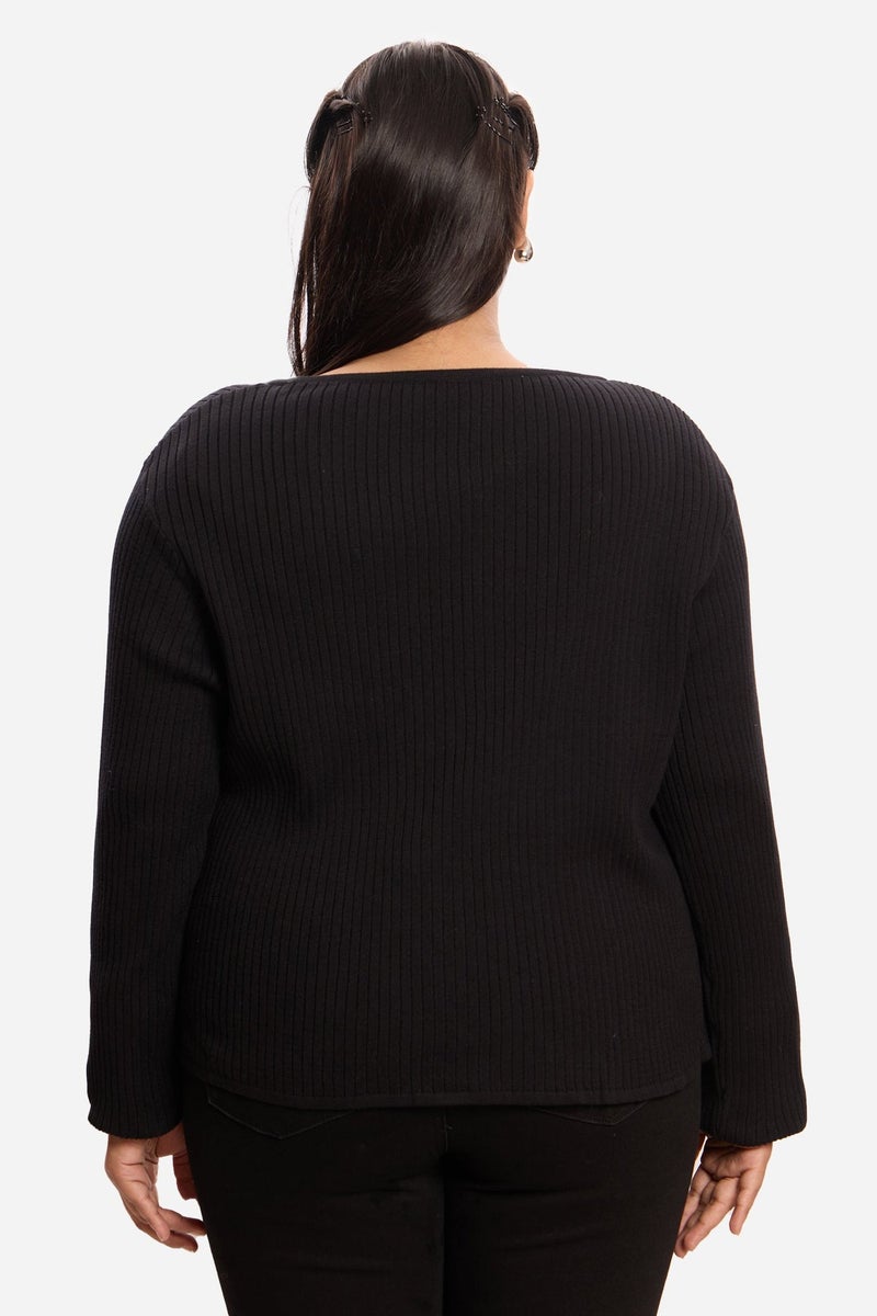 Virgio Solid Cottton Front Tie Plus Size Shrug for Women - Image 5