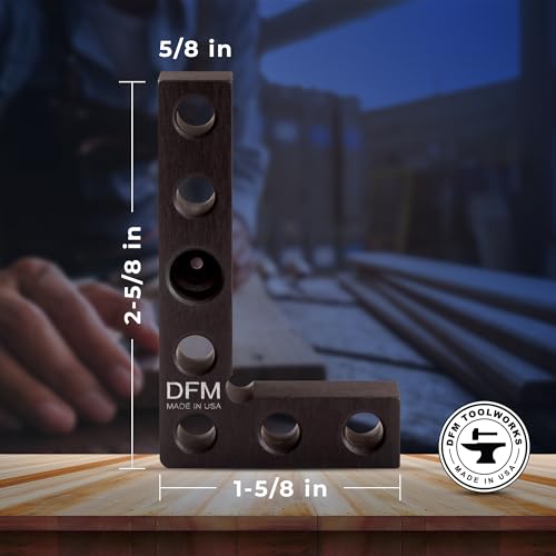 DFM Tool Works Small Square and Center Finder - Made in USA Versatile Woodworking Tool with 11/32" Center Marking Hole for Larger Pencils, Carpenter Tool for Accurate Line Transfers (Black) - Image 2