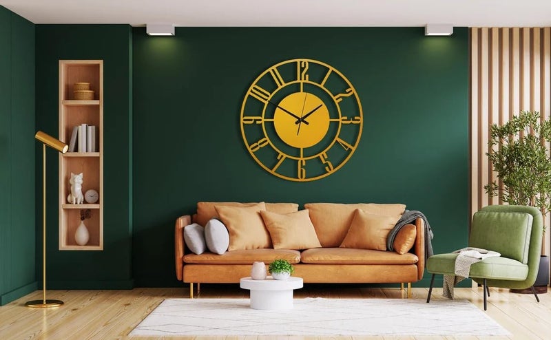 Cartvilla Cartvilla Material Metal Wall Clock Big Size Wall Clock Modern Clocks for Living Room Stylish Wall Clocks for Home Decoration Designer Wall Clock Golden Wall Clock 50 CM - Image 2