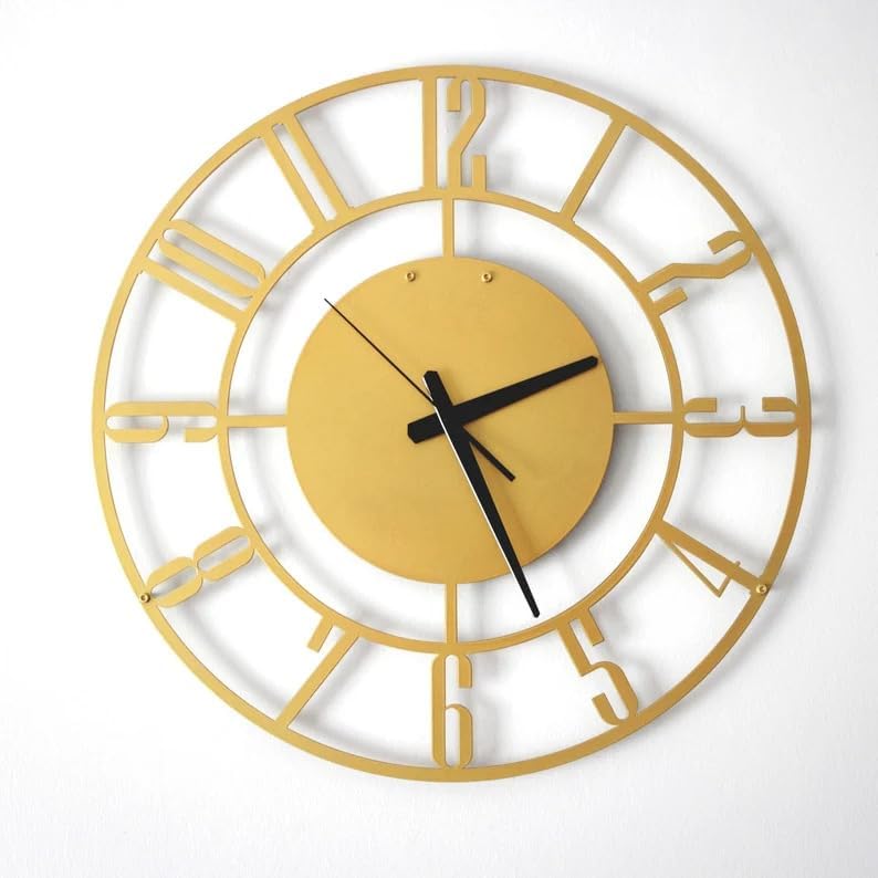 Cartvilla Cartvilla Material Metal Wall Clock Big Size Wall Clock Modern Clocks for Living Room Stylish Wall Clocks for Home Decoration Designer Wall Clock Golden Wall Clock 50 CM - Image 1
