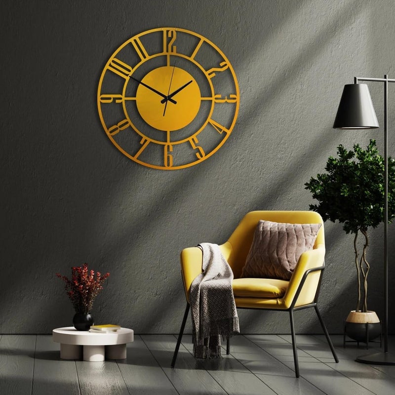 Cartvilla Cartvilla Material Metal Wall Clock Big Size Wall Clock Modern Clocks for Living Room Stylish Wall Clocks for Home Decoration Designer Wall Clock Golden Wall Clock 50 CM - Image 3