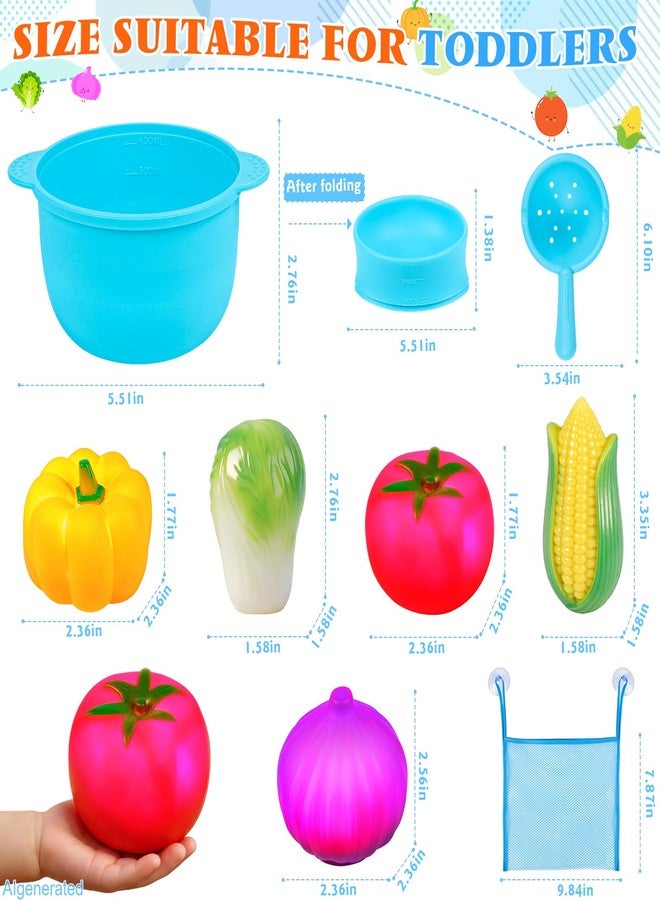 TSDATOWR Light Up Bath Toys, No Hole Vegetable Soup Set for Toddlers - Image 4