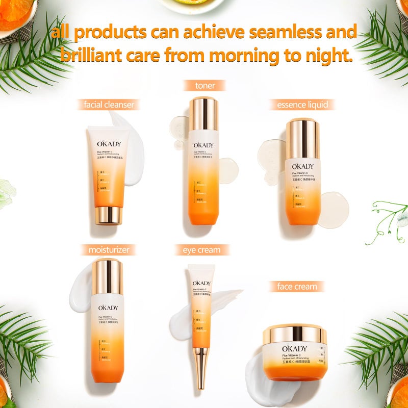 OKADY O'KADY Skincare Sets & Vitamin C ,Face Care Set for Women,Day & Night Skincare Gift with Cleanser, Toner, Serum, Eye Cream, Moisturizing Cream,Night Cream for Women Teen Girls Birthday(6 Pcs) - Image 5