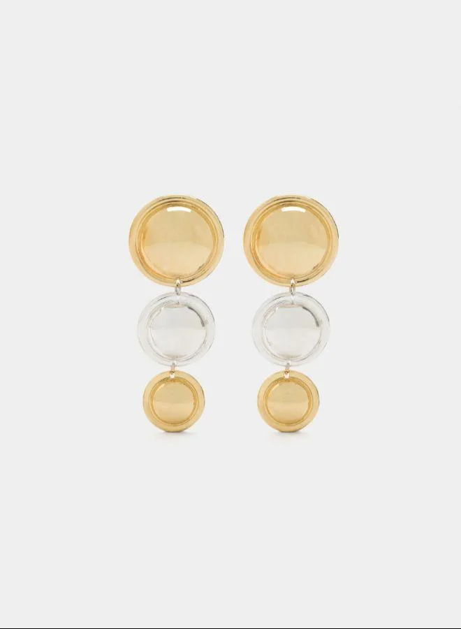 بارفوا أقراط طويلة مع دوائر ثنائية اللون