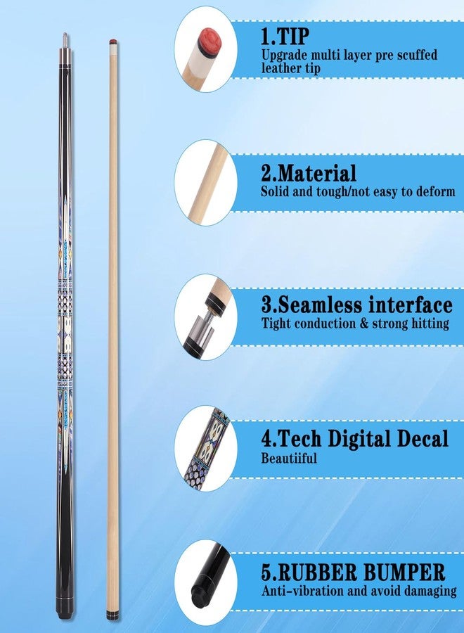Tiekerbilir Canadian Maple Pool Cue Stick, Stainless Steel 5/16" X 18 Joint, 58 Inch 13mm Tip Billiard Pool Cue Stick, 19 20 oz, 2-Piece Pool Cue Stick for Beginner, Commercial Home Entertainment (Model C (19oz)) - Image 2