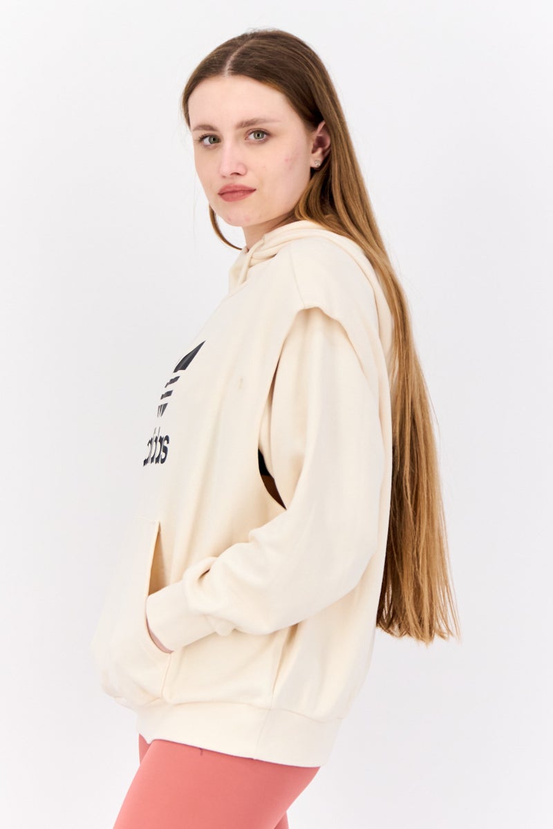 adidas Originals Women 2 In 1 Sportswear Fit Long Sleeves Outdoor Hoodies, Beige  - Image 2