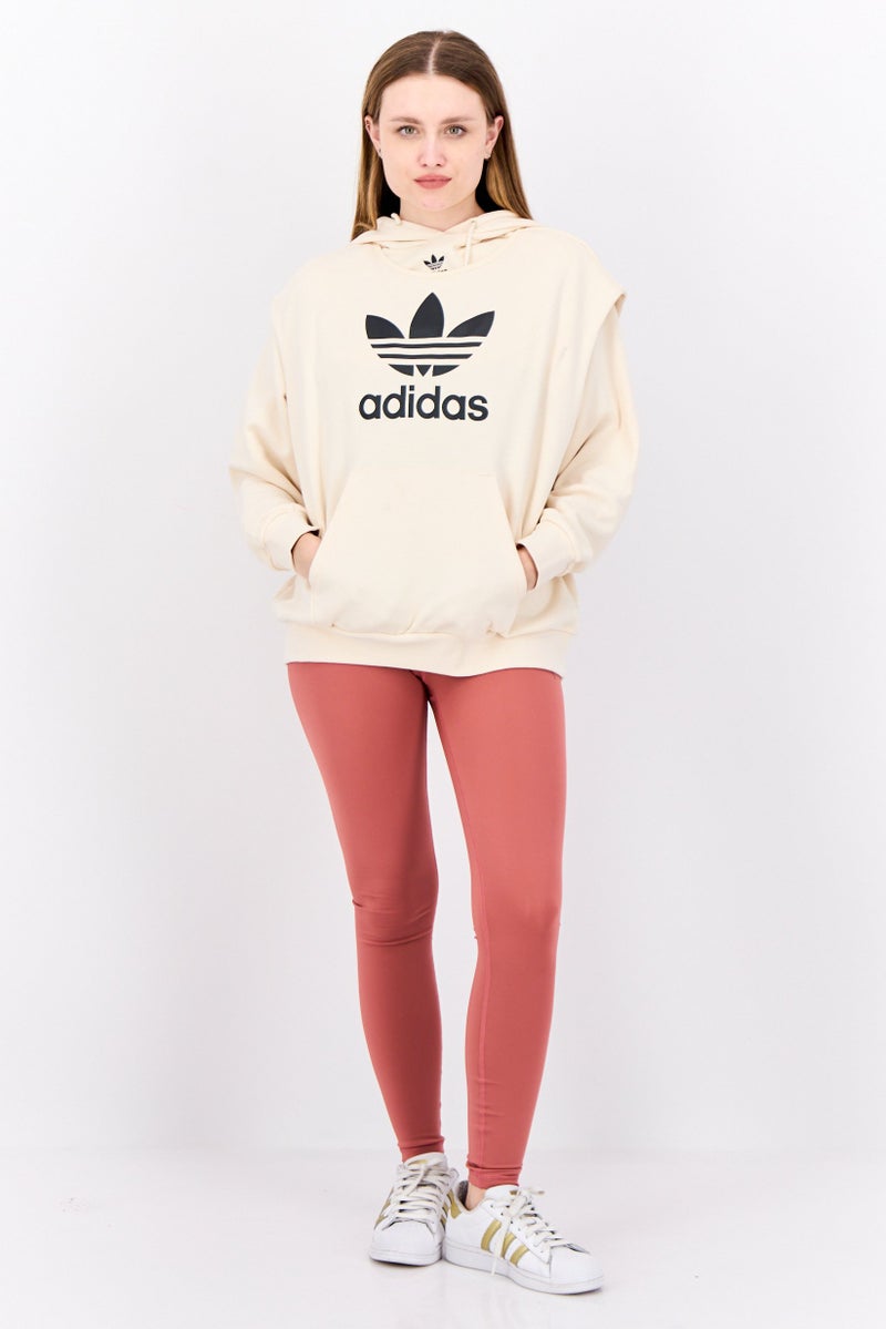 adidas Originals Women 2 In 1 Sportswear Fit Long Sleeves Outdoor Hoodies, Beige  - Image 4