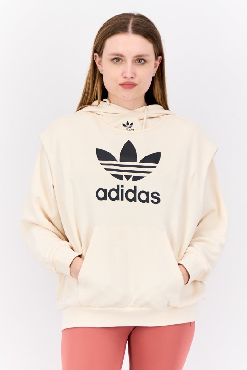 adidas Originals Women 2 In 1 Sportswear Fit Long Sleeves Outdoor Hoodies, Beige  - Image 1