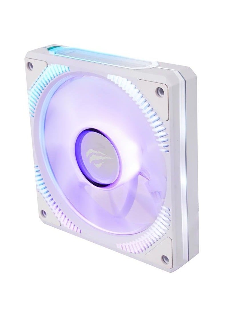 هافيت مروحة تبريد RGB لجهاز الكمبيوتر 1800RPM طراز F2096 - أبيض - Image 1